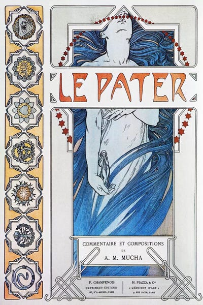 Le Pater 1899 Alphonse Mucha Vintage French Art Nouveau Canvas Print 17x25 